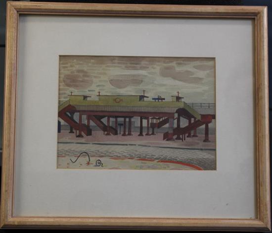 § Mary Adshead (1904-1995) Elevated railway lines, 7.5 x 10.25in.